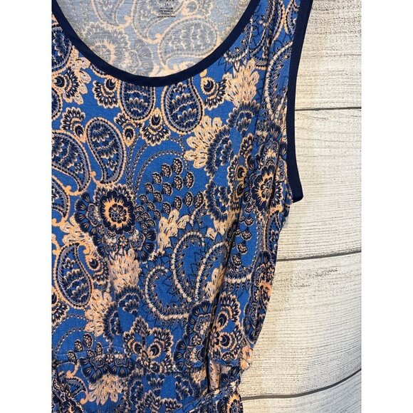 A.N.A Sleeveless Blue & Peach Paisley Dress 1X - Picture 3 of 4